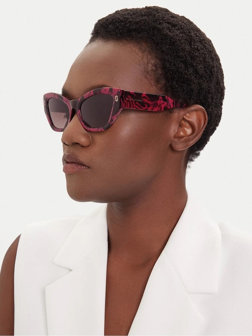 New Marc Jacobs MJ1117/S I34HA Burgundy Marble Cat-Eye Sunglasses Authentic